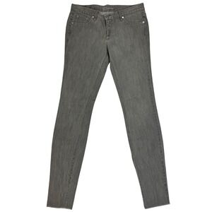 Bebe Women Grey Skinny Jeans Embroidered Back Pocket Raw Hem Size 30 Made in USA